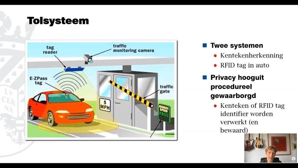 Dia uit een Powerpoint-presentatie over rekeningrijden waarin het tol-betaalsysteem wordt toegelicht.